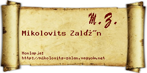 Mikolovits Zalán névjegykártya