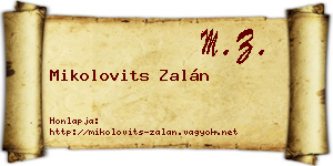 Mikolovits Zalán névjegykártya
